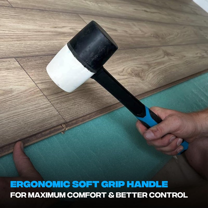 OX TOOLS Combination Rubber Mallet - Non-marking Rubber Mallet Hammer with Fiberglass Handle | Multi-Color & 24-Ounce - Image 3